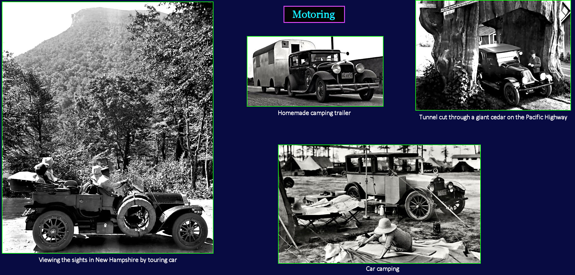Motoring and car camping, 1920s